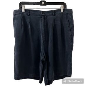 Green Mens Gray 100% Silk Pleated Front Pockets Golf Shorts Athleisure Sz XL